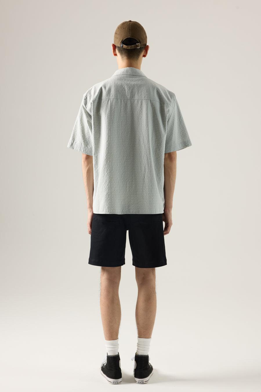 Short Sleeve Checked Shirt - Stone