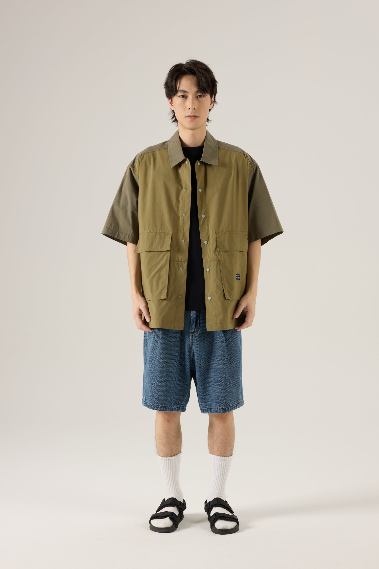 Oversized Flap Pocket Shirt - Khaki Green