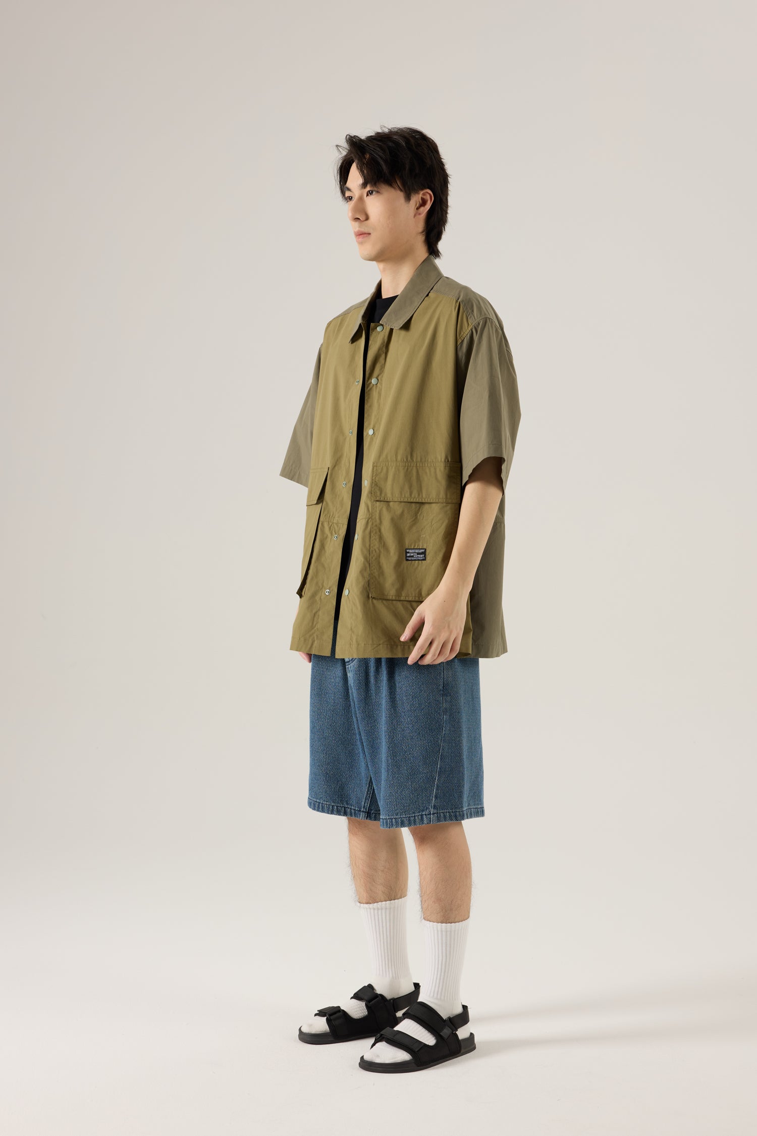Oversized Flap Pocket Shirt - Khaki Green