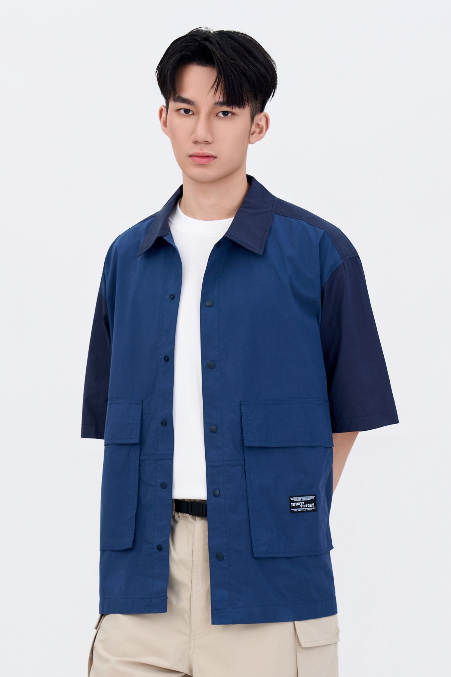 Oversized Flap Pocket Shirt - Navy