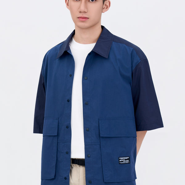 Oversized Flap Pocket Shirt - Navy – The Restyle Trait