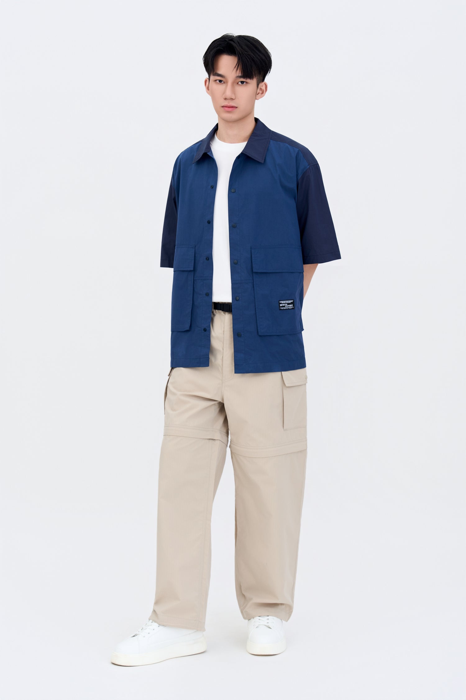 Oversized Flap Pocket Shirt - Navy