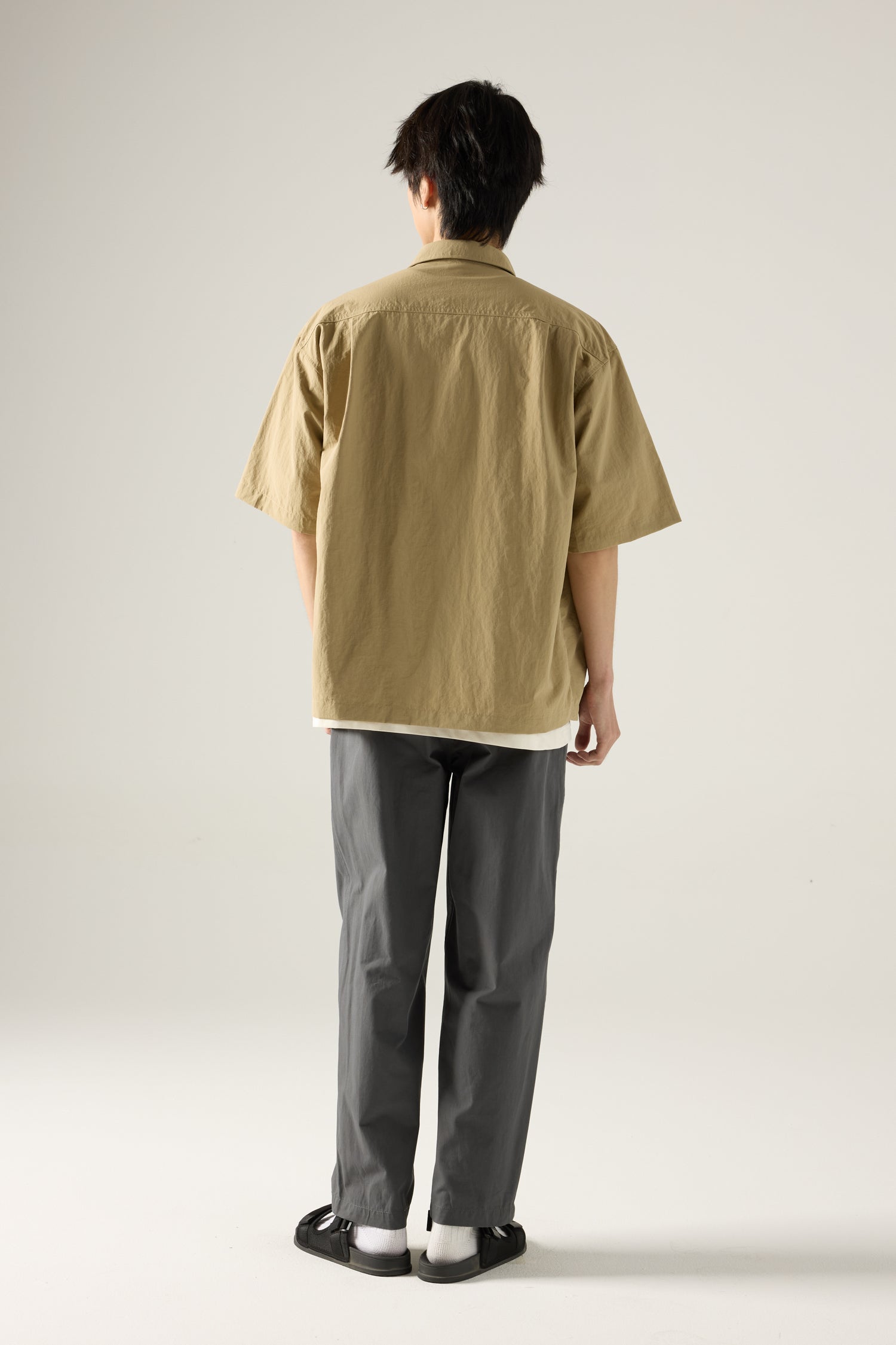 Nylon Zip Pocket Utility Shirt - Khaki