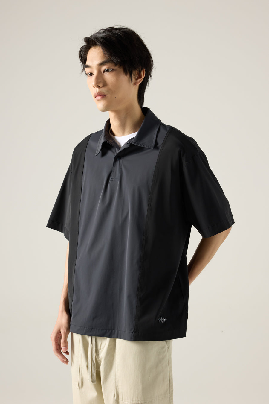 Panel Zip Placket Shirt - Black