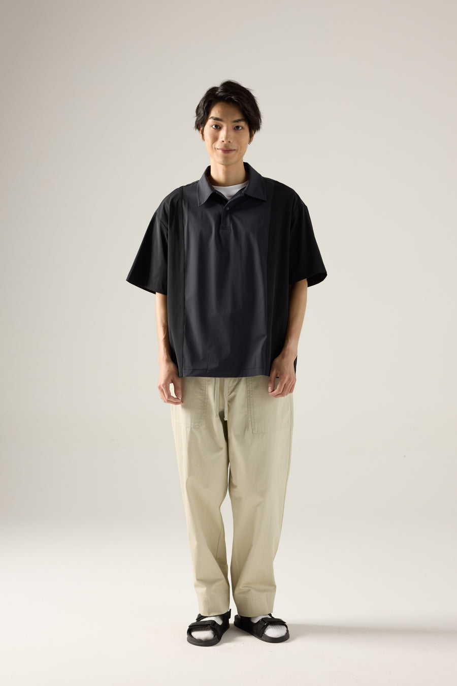 Panel Zip Placket Shirt - Black