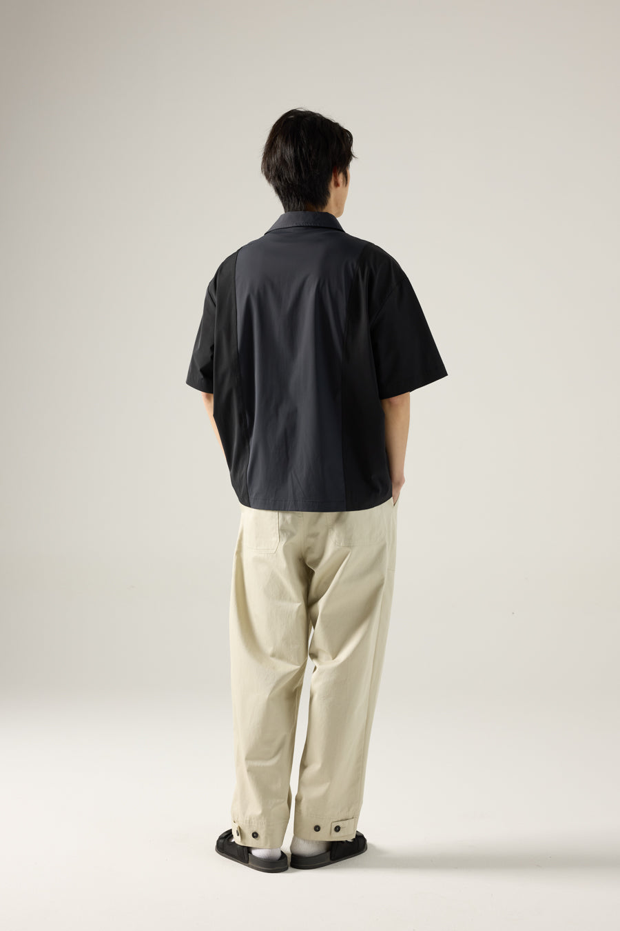 Panel Zip Placket Shirt - Black