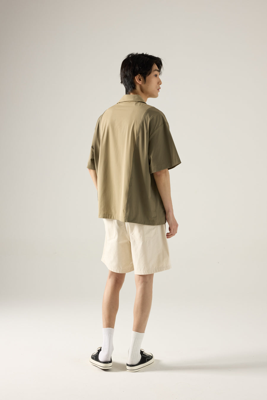 Panel Zip Placket Shirt - Khaki