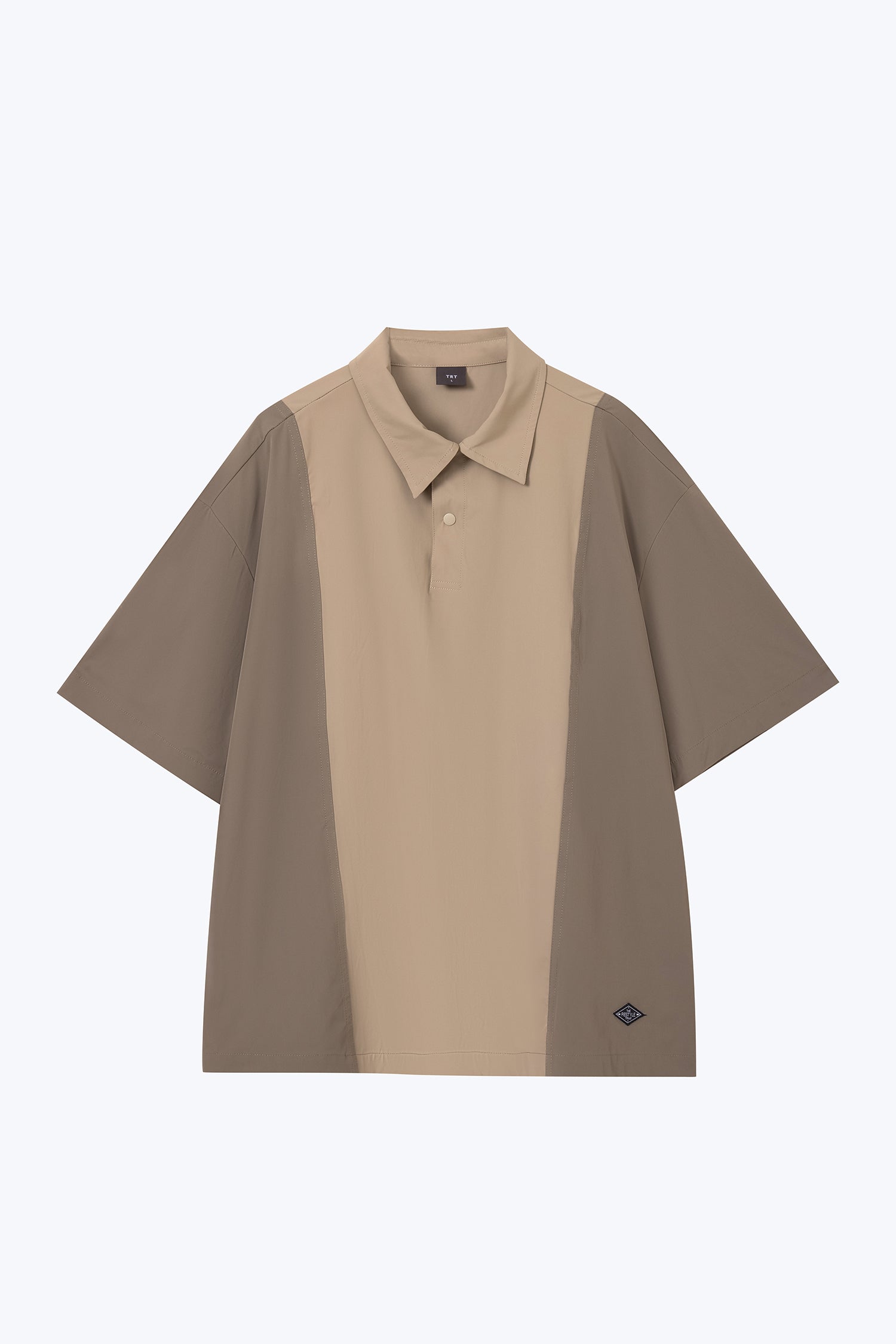 Panel Zip Placket Shirt - Khaki