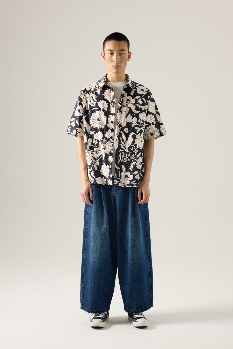 Relaxed Cut Floral Shirt - Floral Black