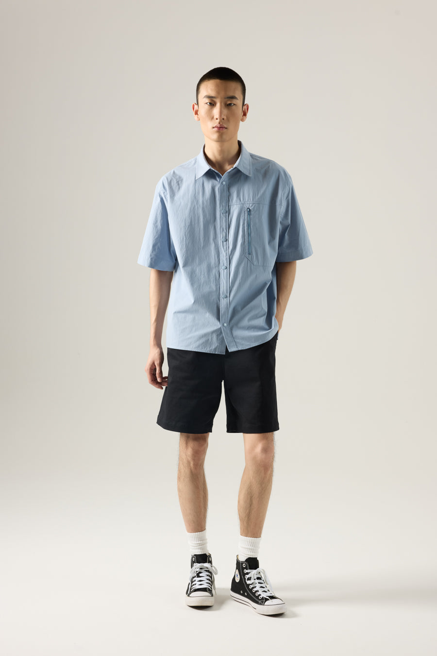 Panel Pocket Shirt - Dusty Blue