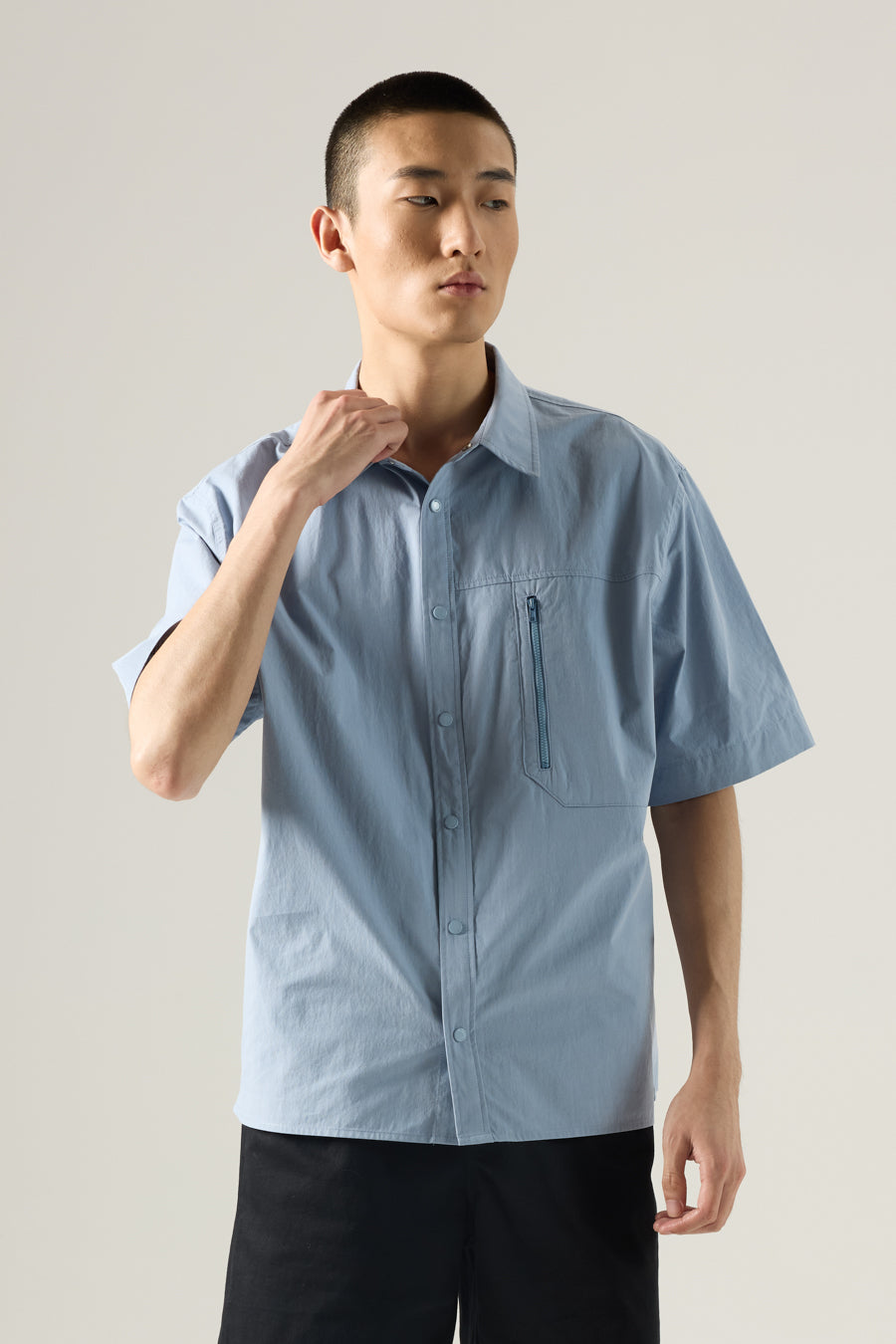 Panel Pocket Shirt - Dusty Blue