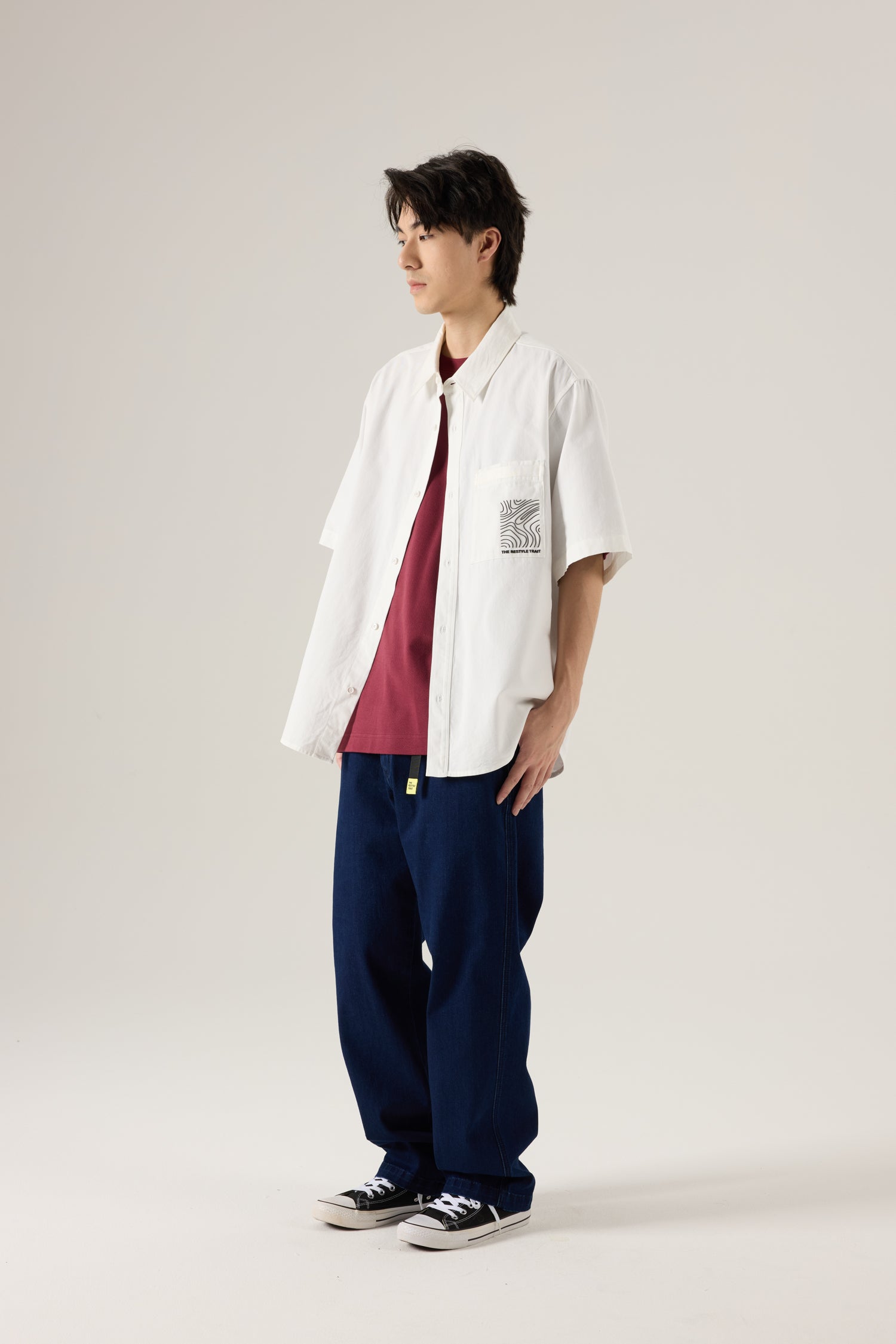 Pocket Detail Oversized Shirt - Cream