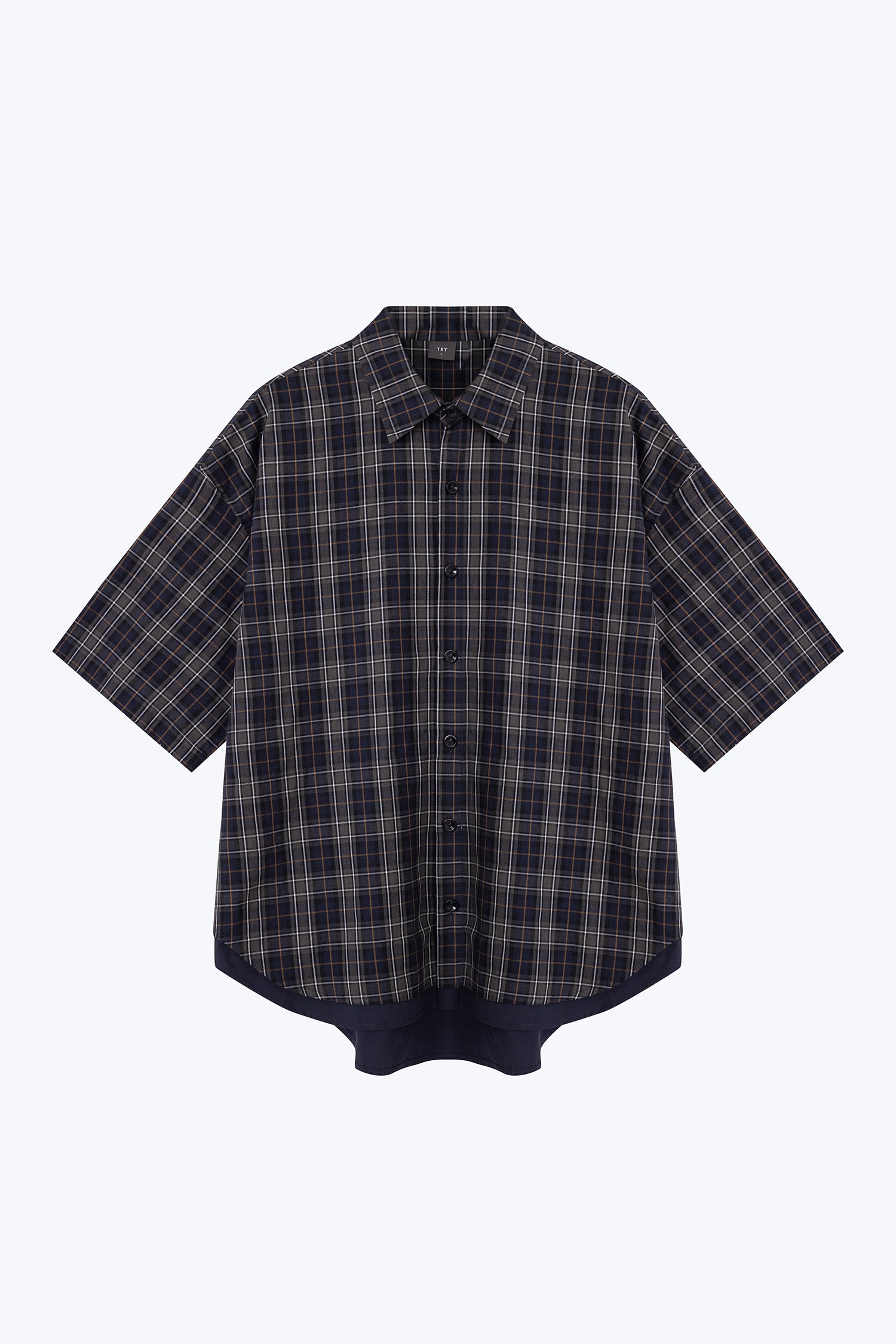 Layered Hem Checked Shirt - Checkered Navy