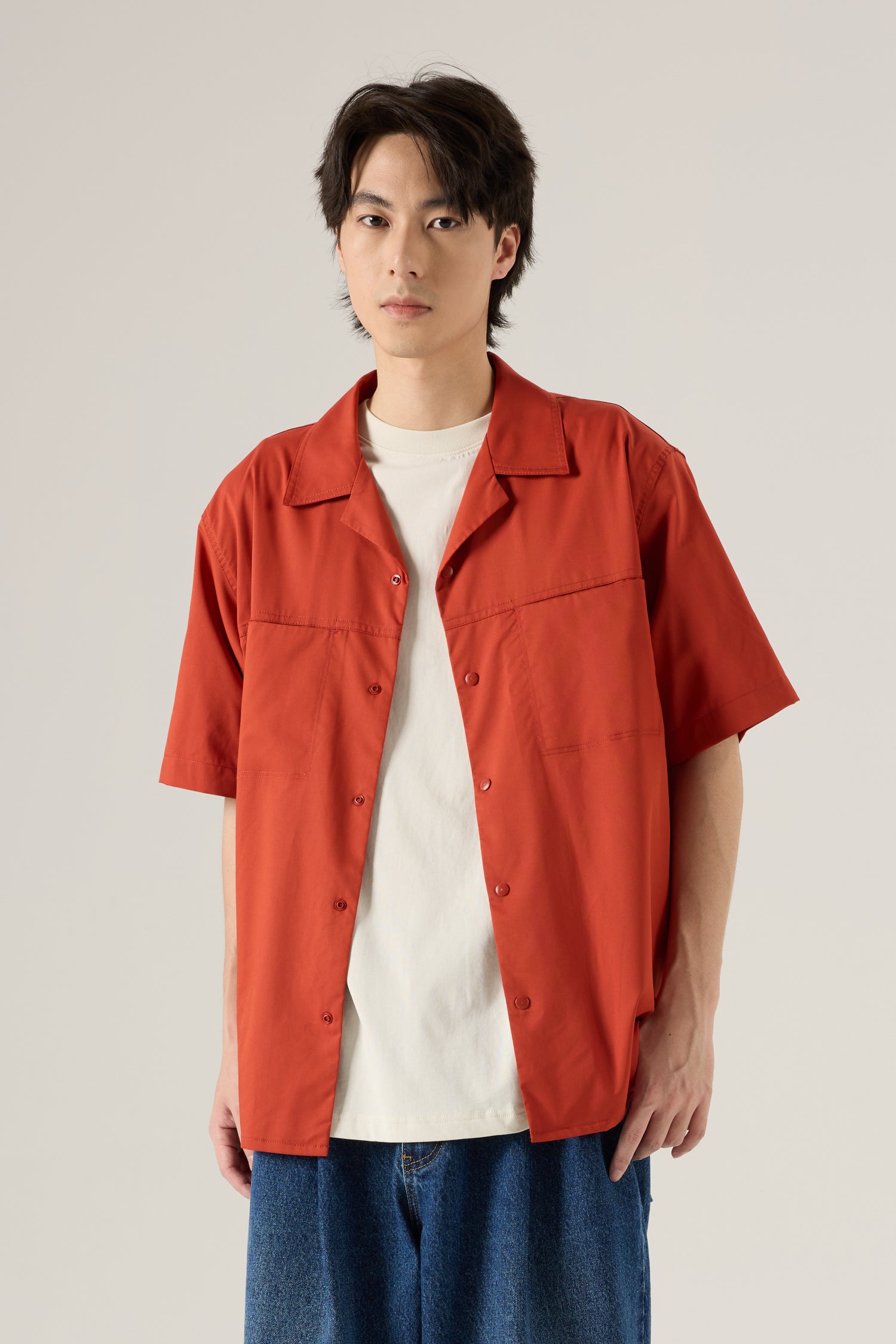 Snap Button Shirt - Burnt Orange