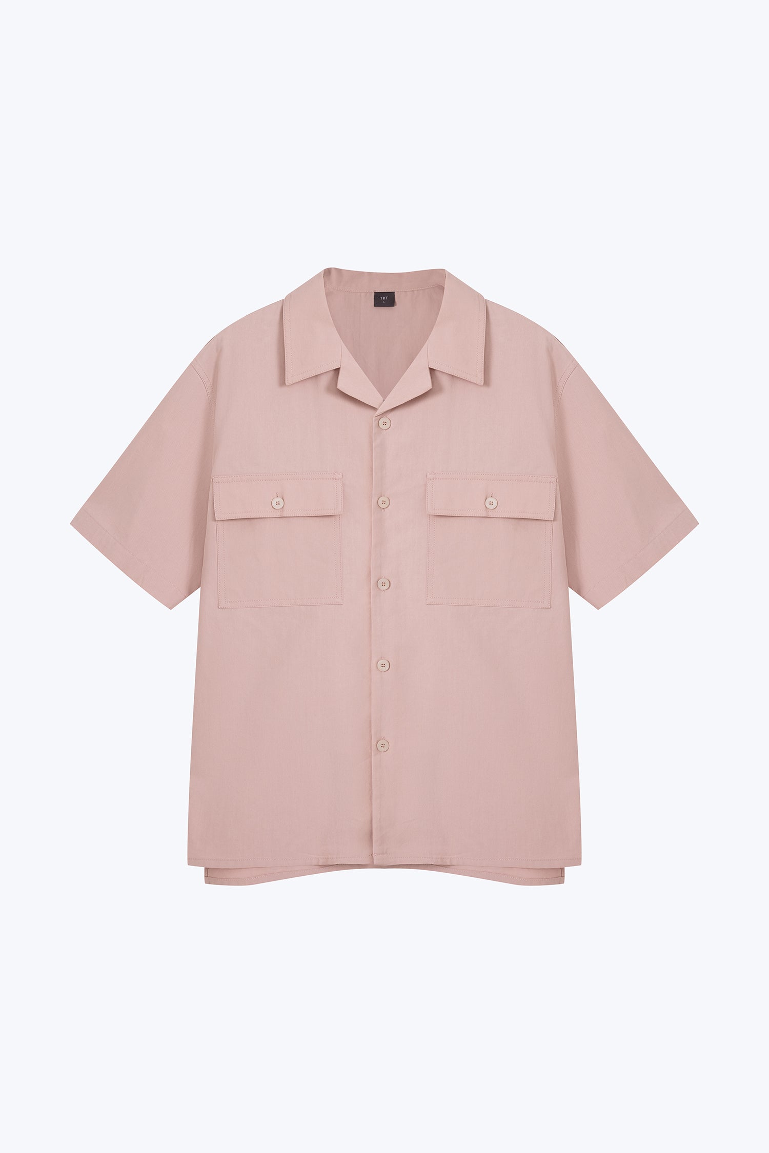 Relaxed-Fit Flapped Pocket Cuban Collar Top - Blush