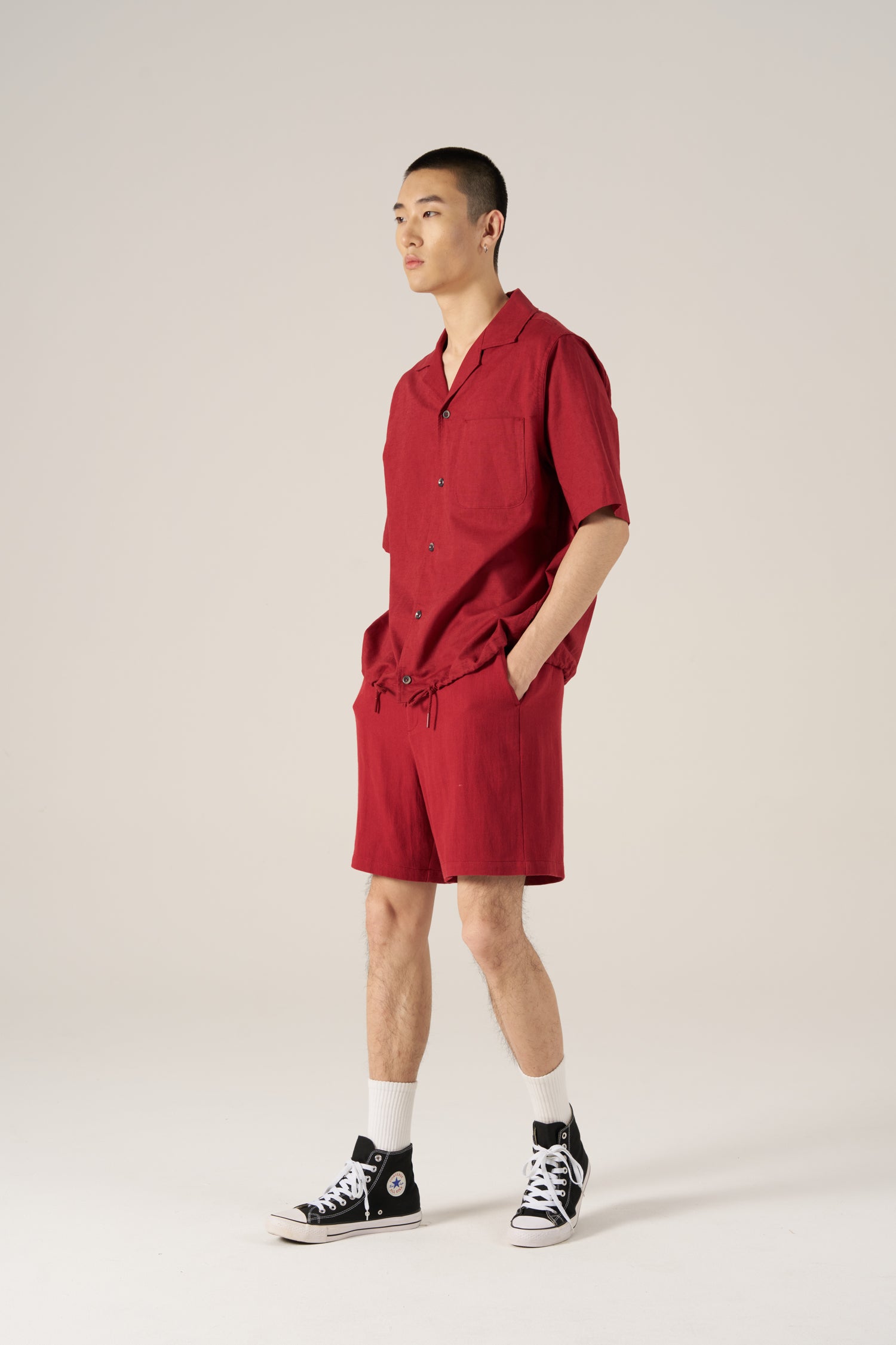 Relaxed Fit Linen Cotton Shirt - Brick