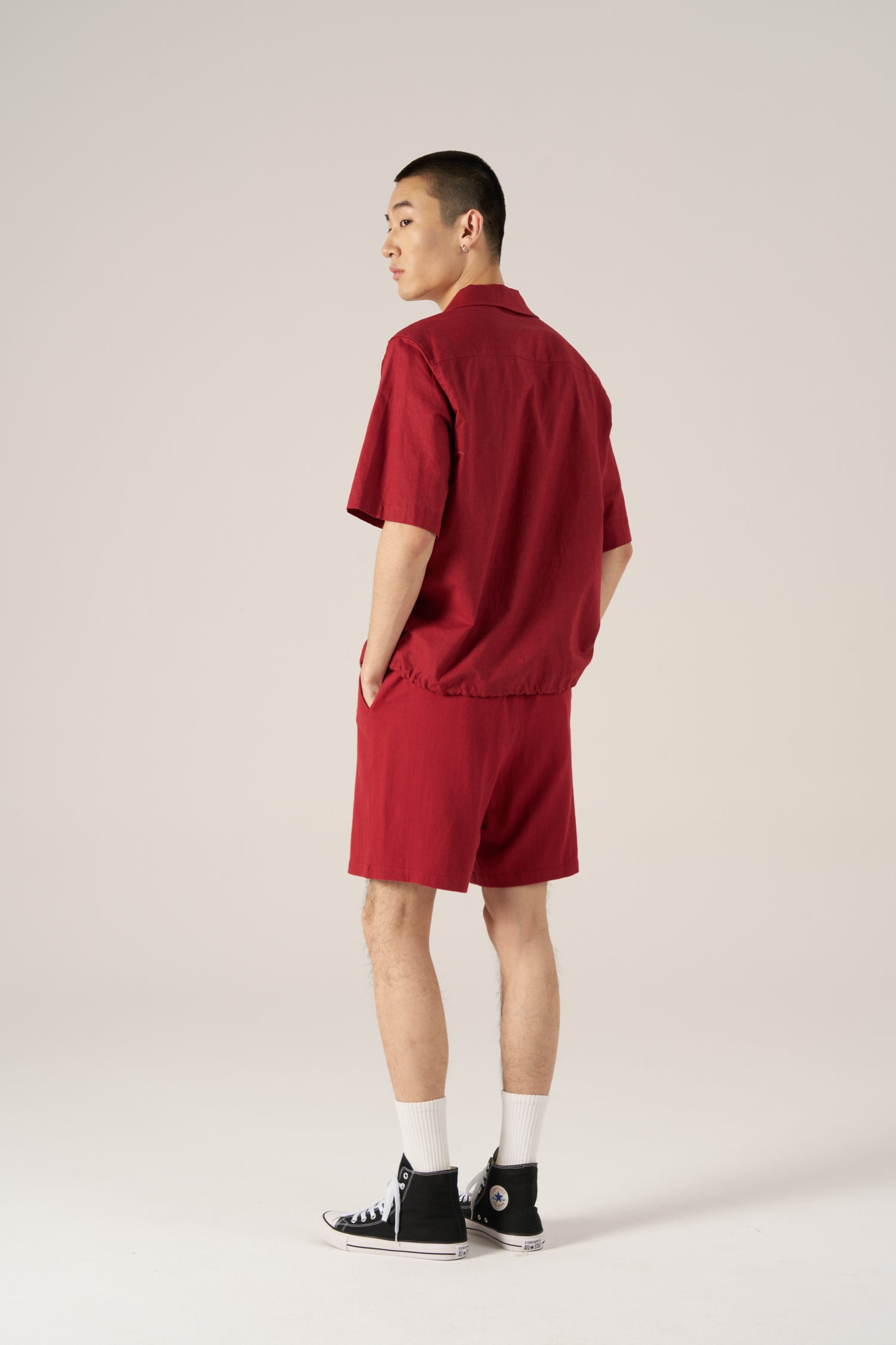 Relaxed Fit Linen Cotton Shirt - Brick