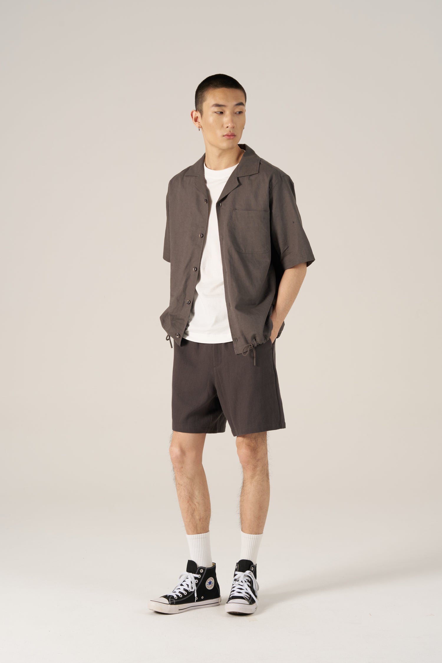 Relaxed Fit Linen Cotton Shirt - Olive