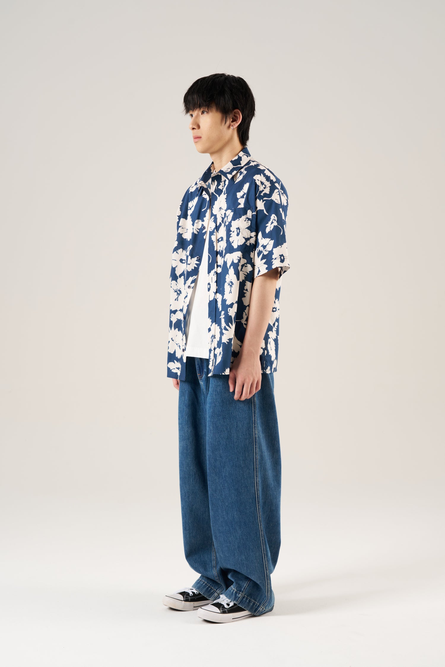 Floral Button-Up Shirt - Floral Navy