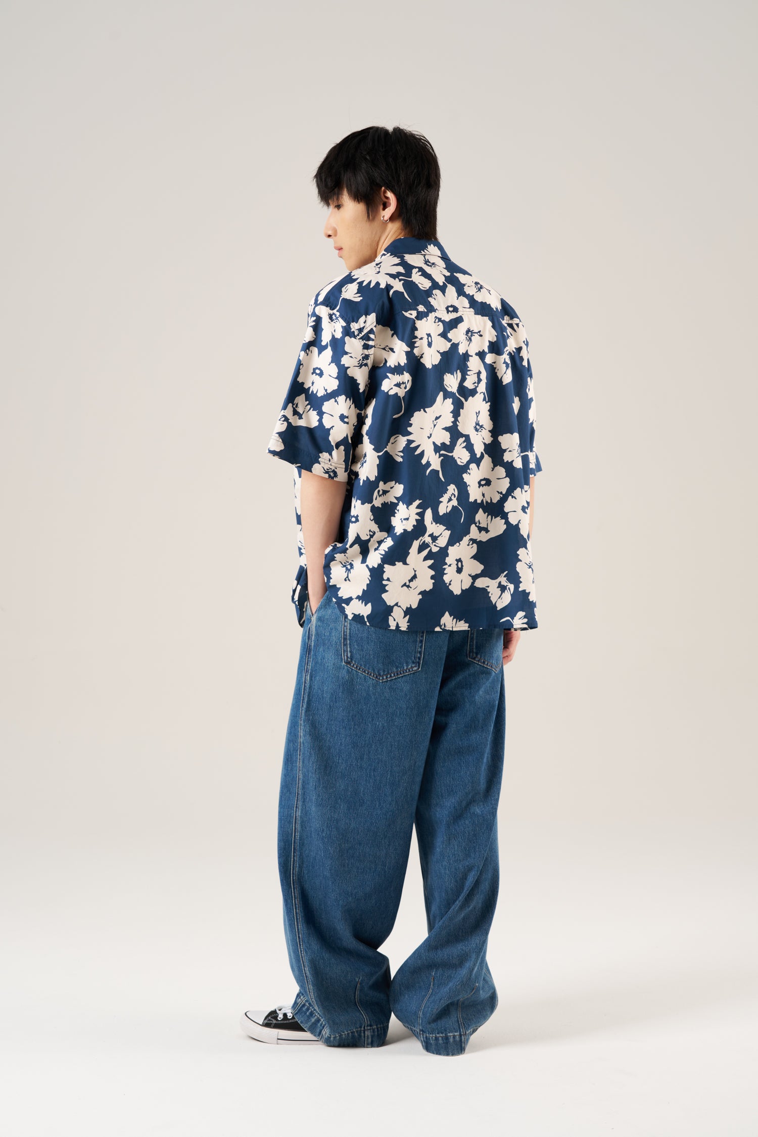 Floral Button-Up Shirt - Floral Navy
