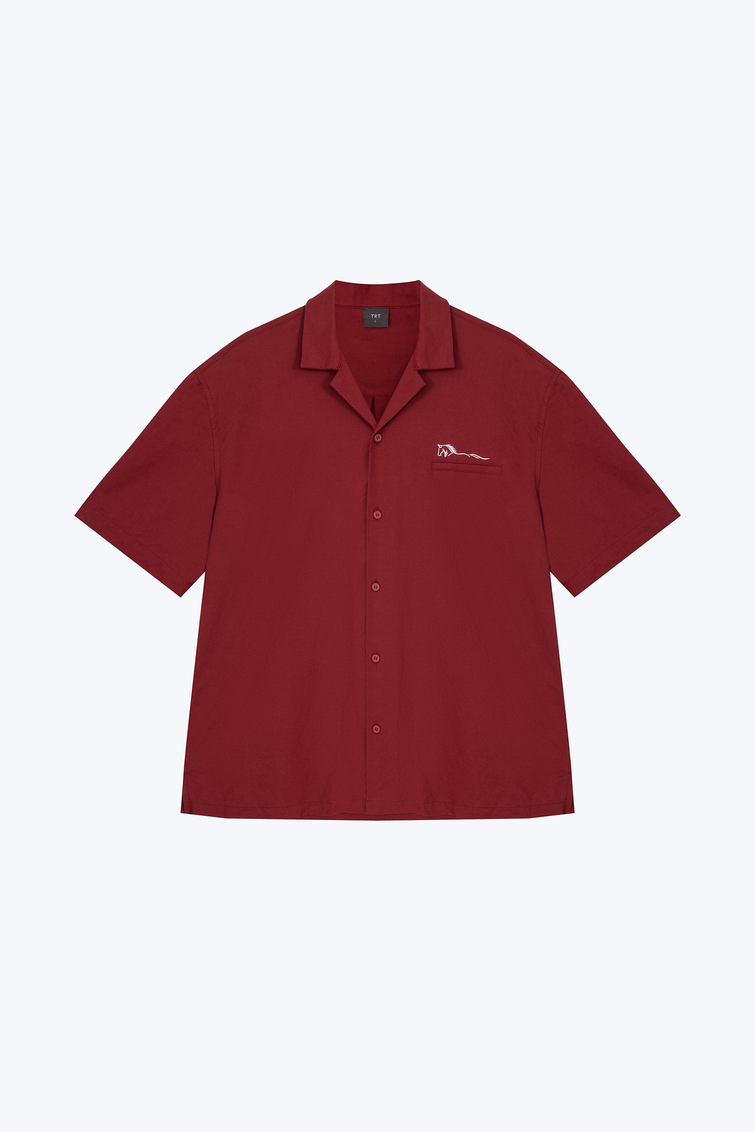 Horse Embroidery Cuban Shirt - Red