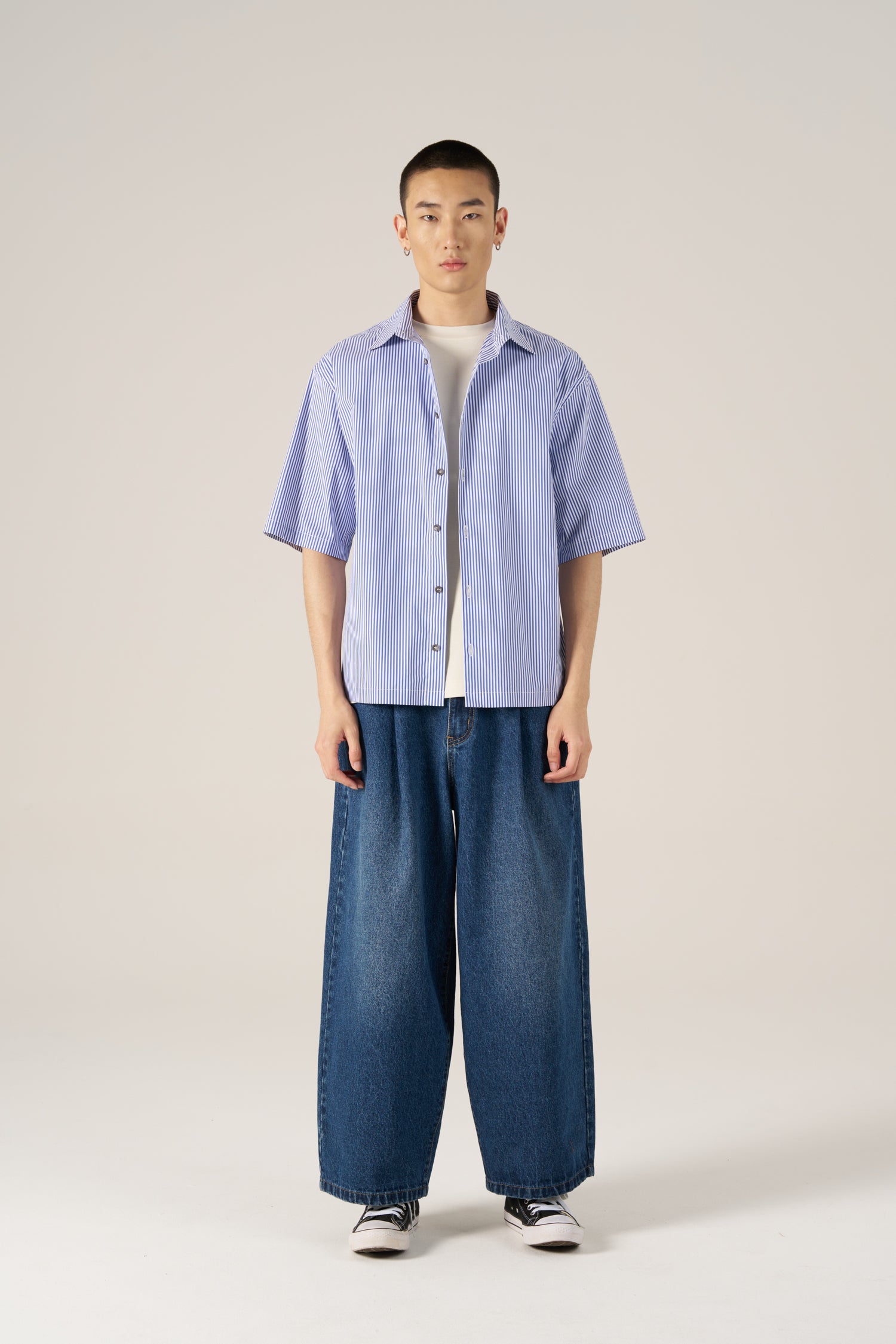 Oversized Striped Shirt - Stripes Blue