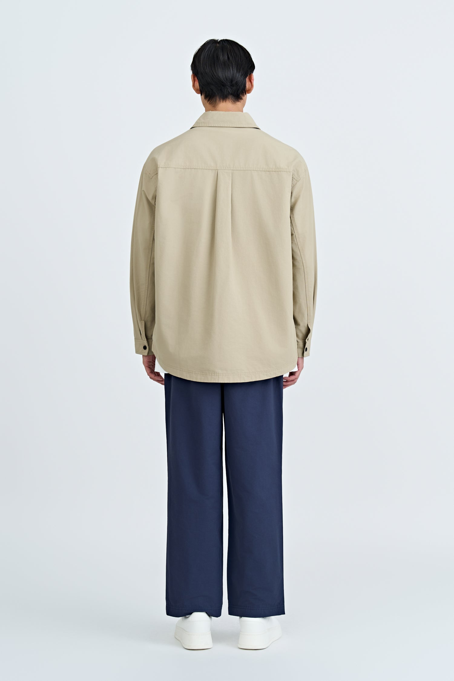 Cotton Nylon Long Sleeve Shirt - Khaki