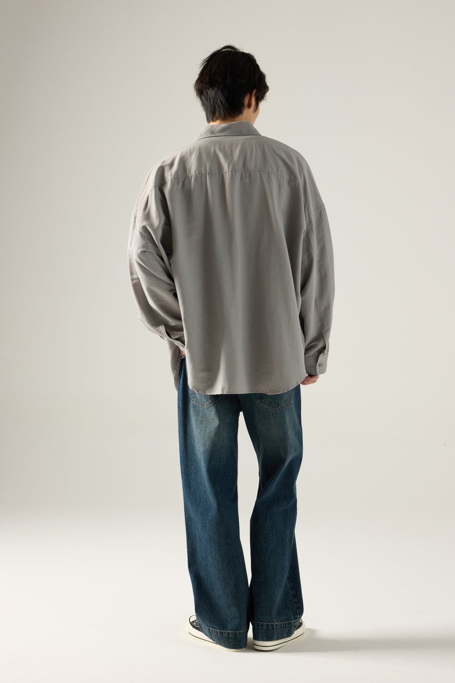 Oversized Long Sleeve Shirt - Grey