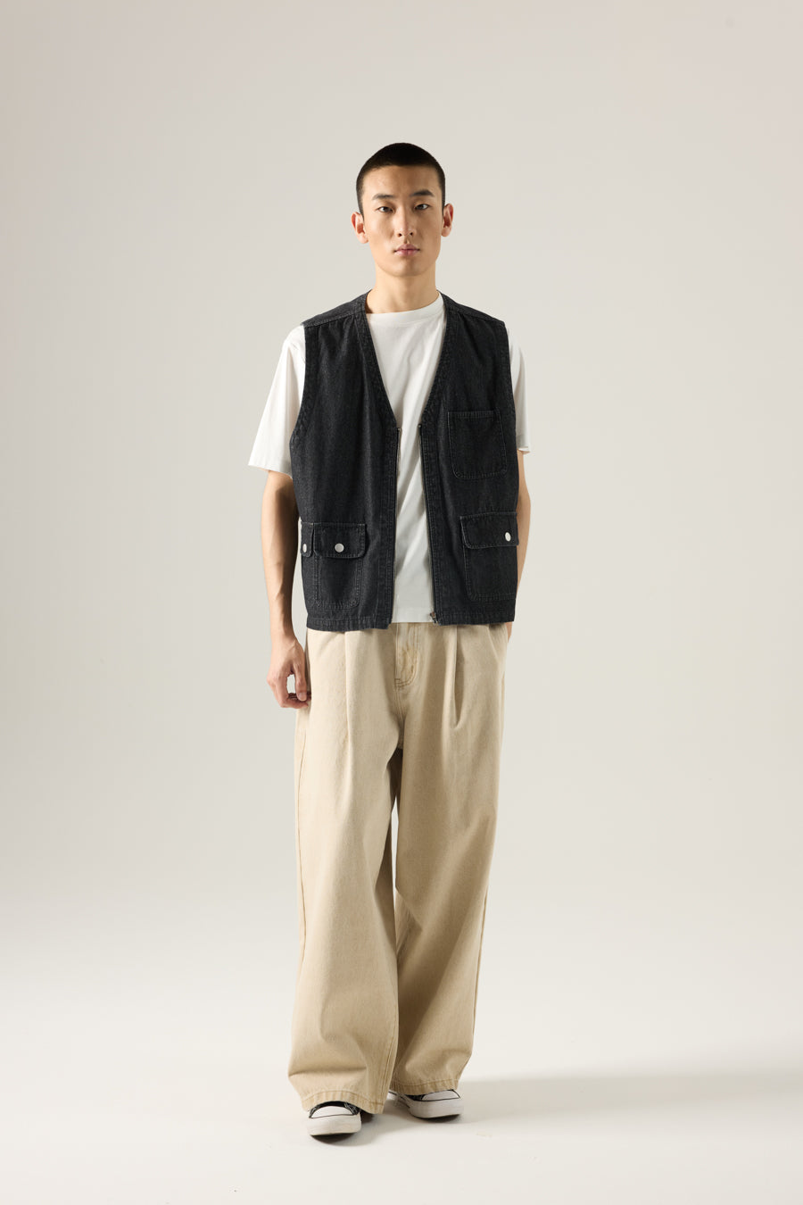 Utility Denim Gilet - Black