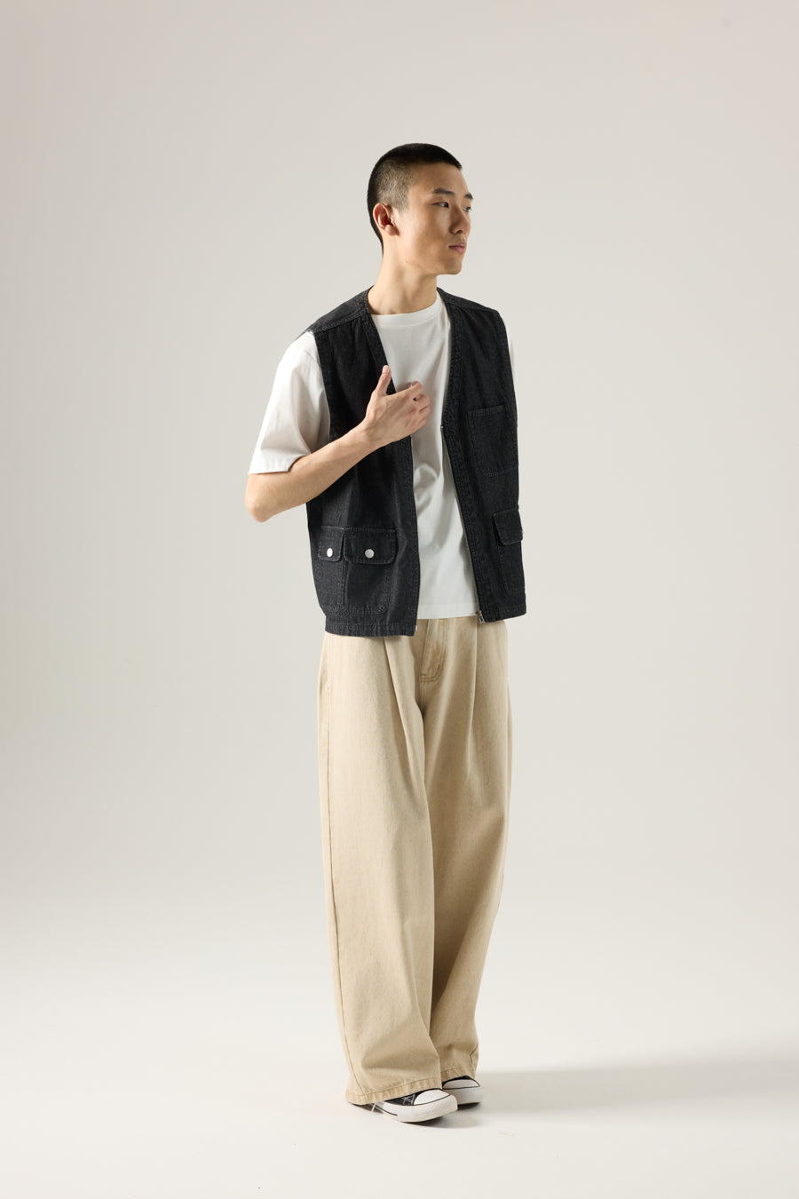 Utility Denim Gilet - Black