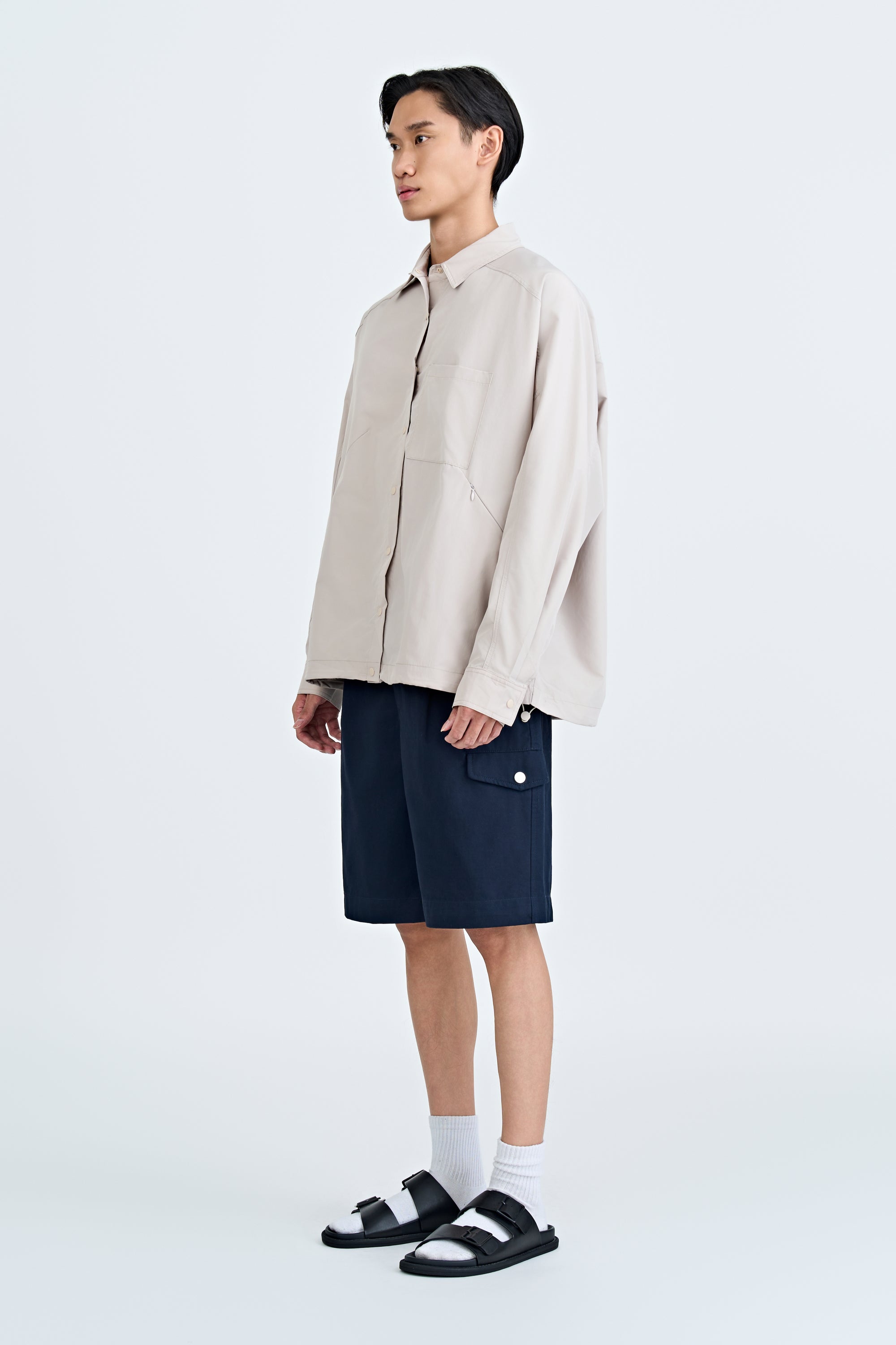 Light Weight Jacket With Conceal Pocket - Khaki