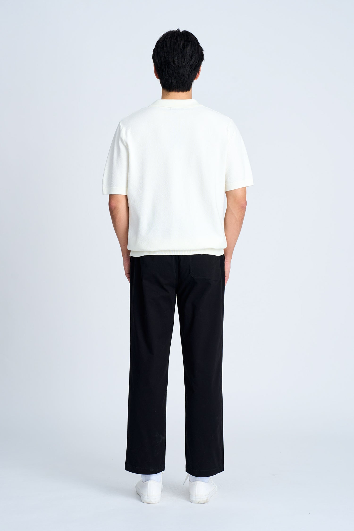 Knitted Open Collar Top - Cream