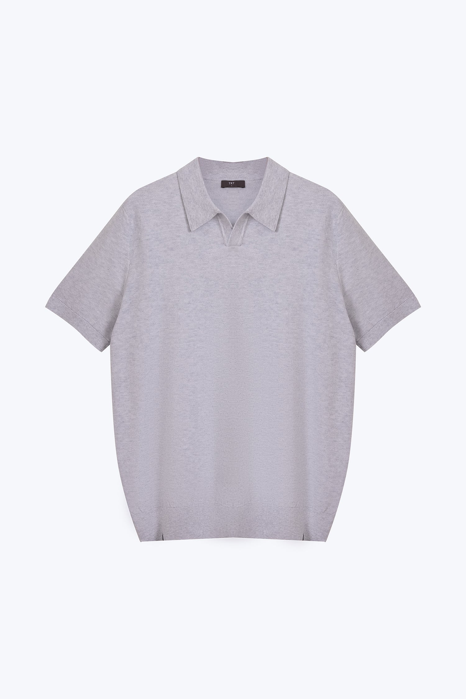 Knitted Open Collar Top - Light Grey