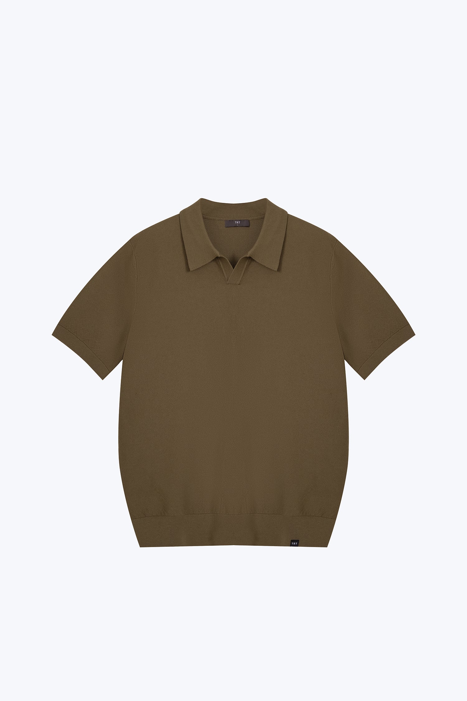 Knitted Open Collar Top - Olive