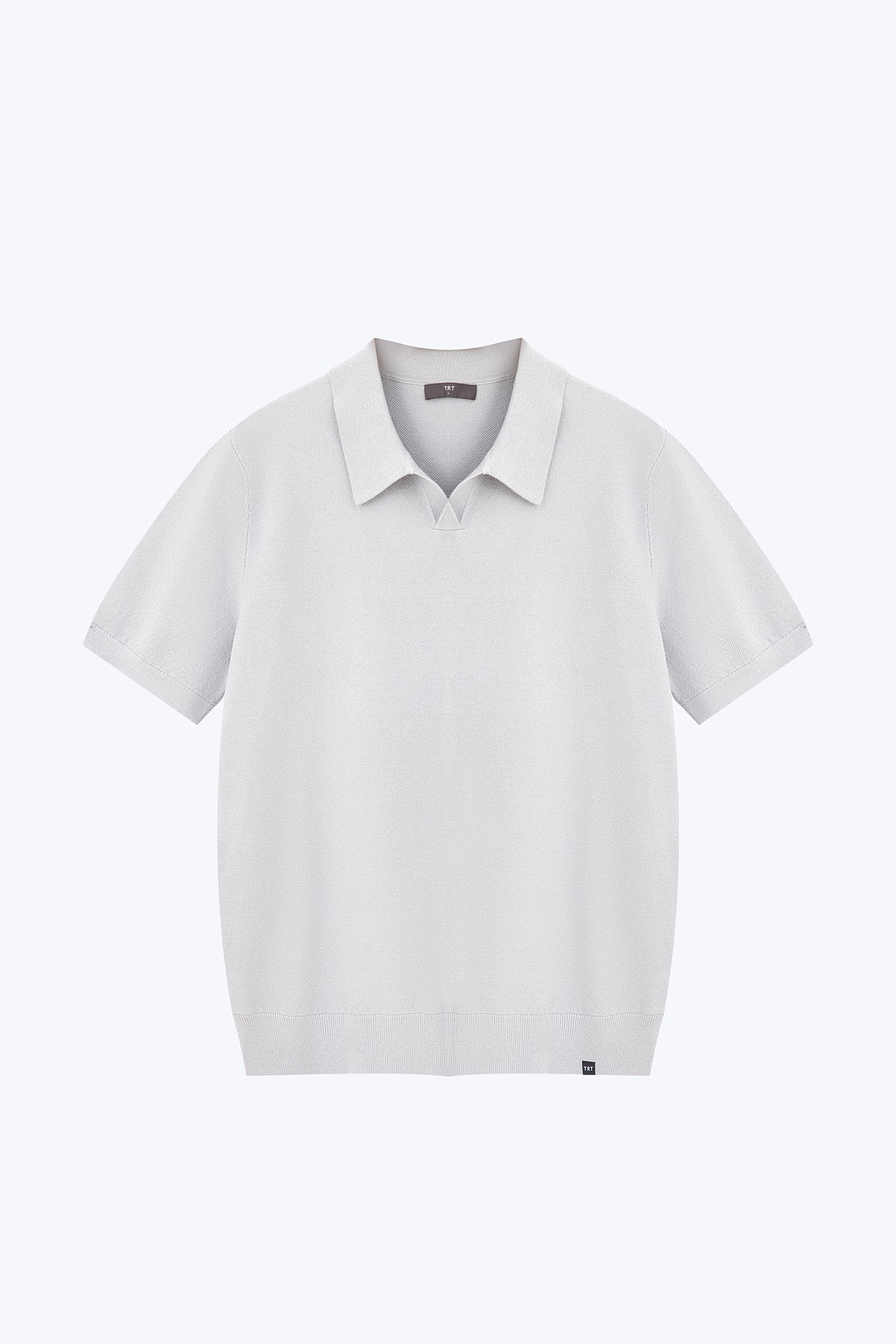 Knitted Open Collar Top - Silver