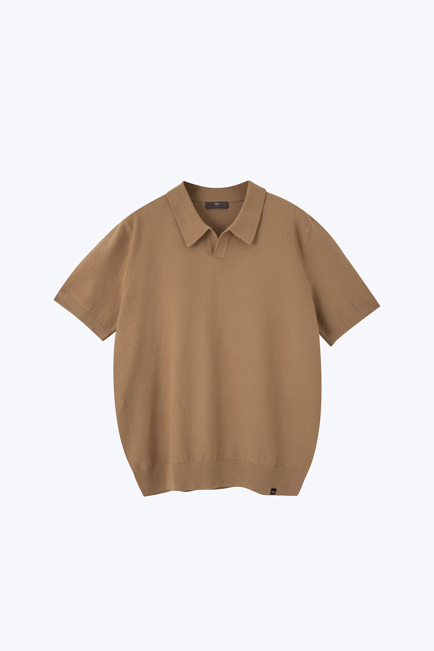 Knitted Open Collar Top - Taupe