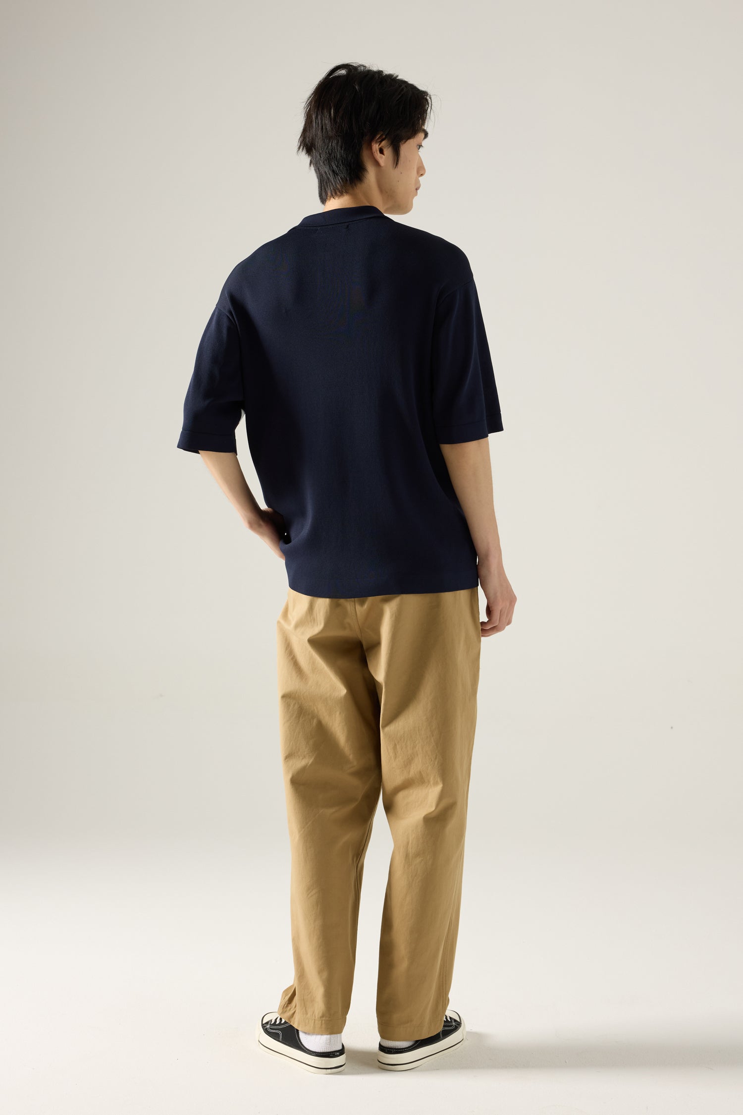 Striped Knit Polo Tee - Navy Stripes