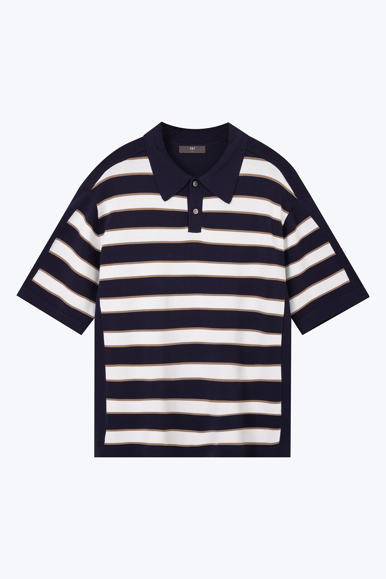 Striped Knit Polo Tee - Navy Stripes
