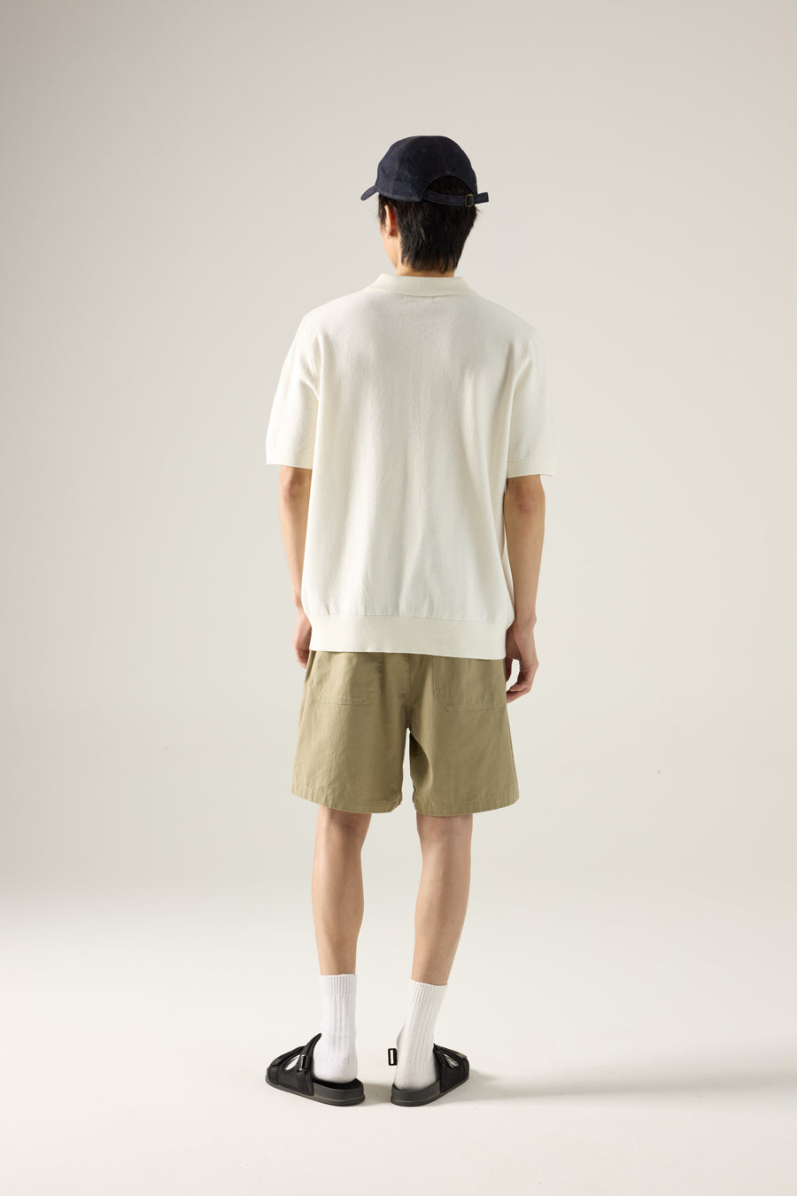 Knit Zip Collar Polo - Cream