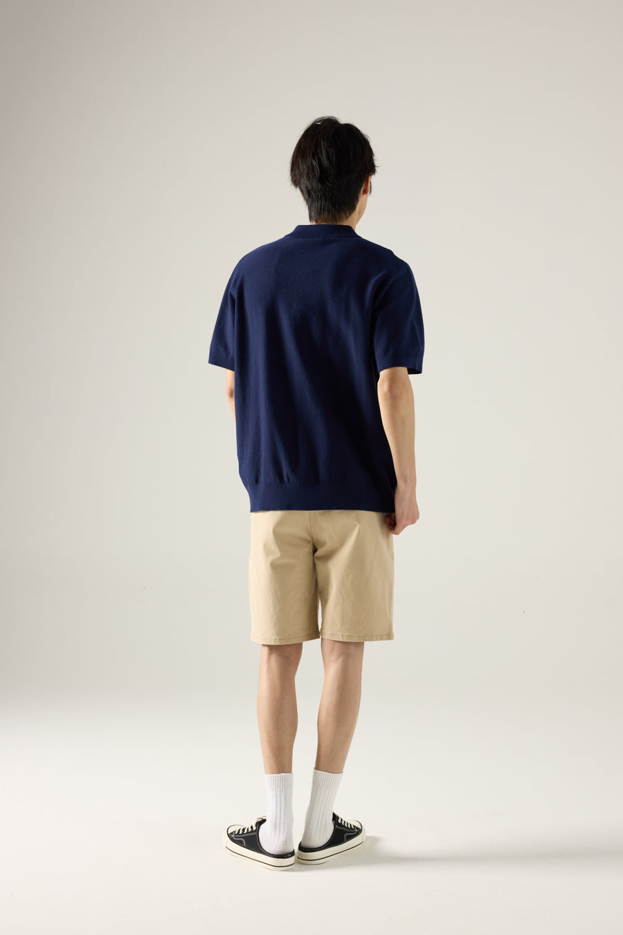 Knit Zip Collar Polo - Navy