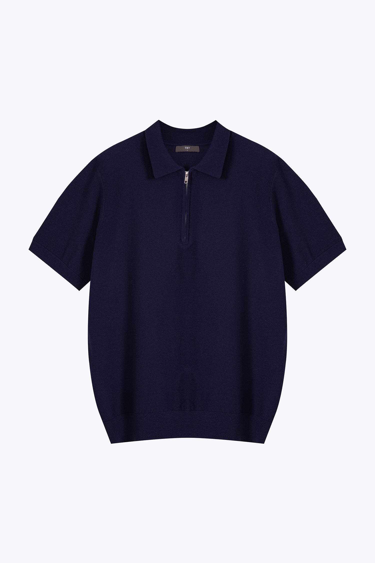 Knit Zip Collar Polo - Navy