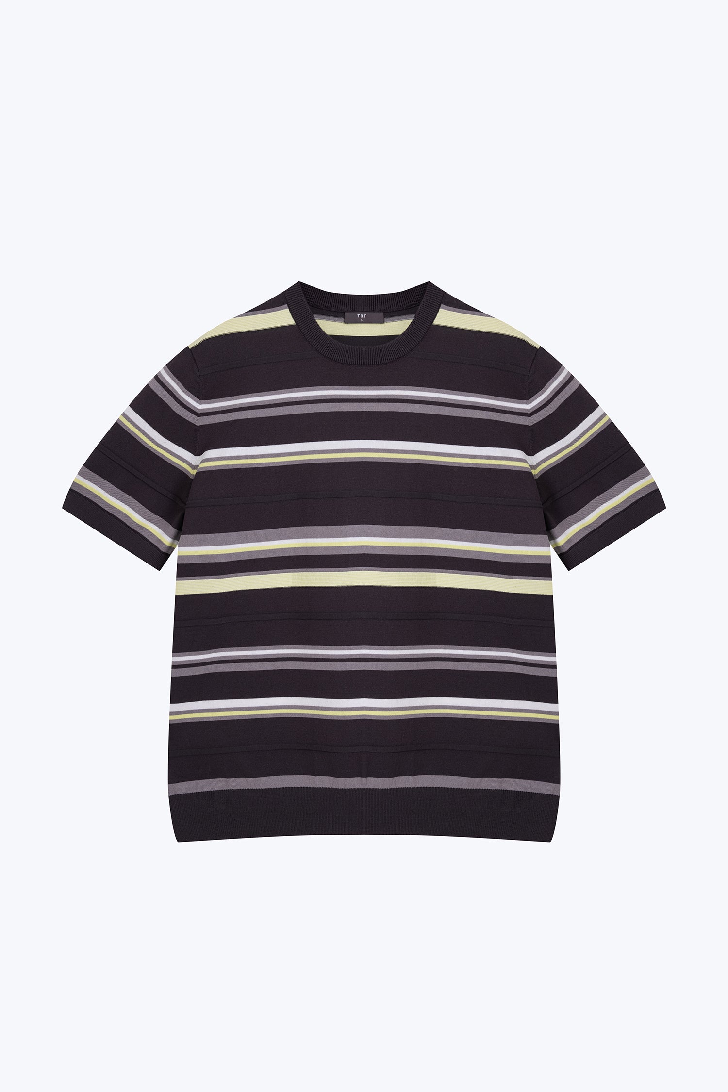 Stripe Ribbed Knit Top - Charcoal