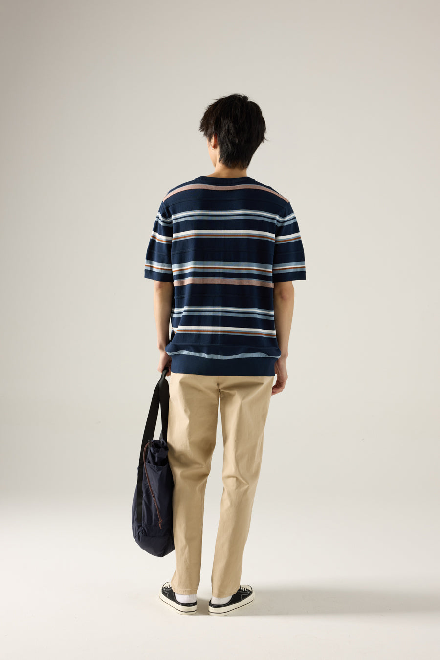 Stripe Ribbed Knit Top - Navy Stripes