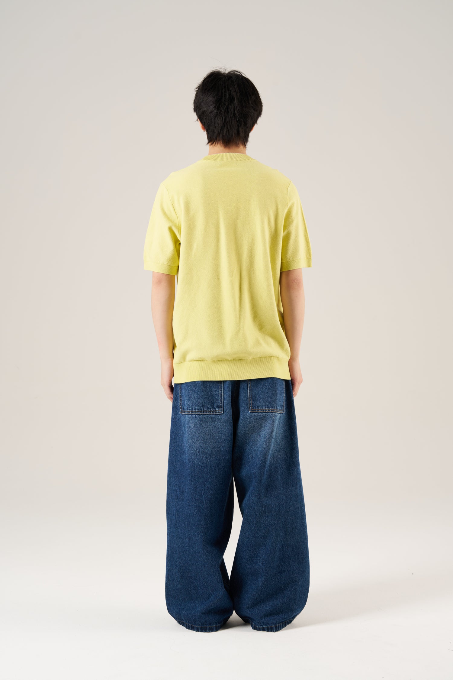 Knitted Contrast Trim Top - Chartreuse