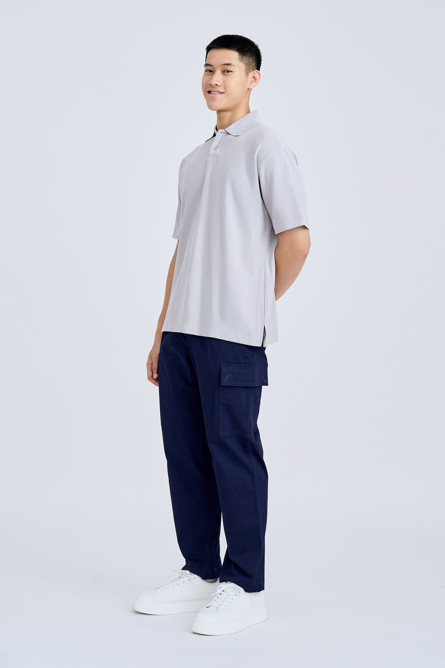 Slim Fit Cargo Trousers - Navy [AT]