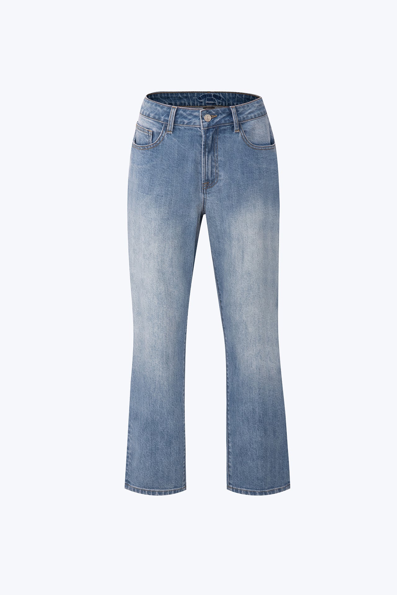 Straight Cut Jeans with Faded Wash - Denim