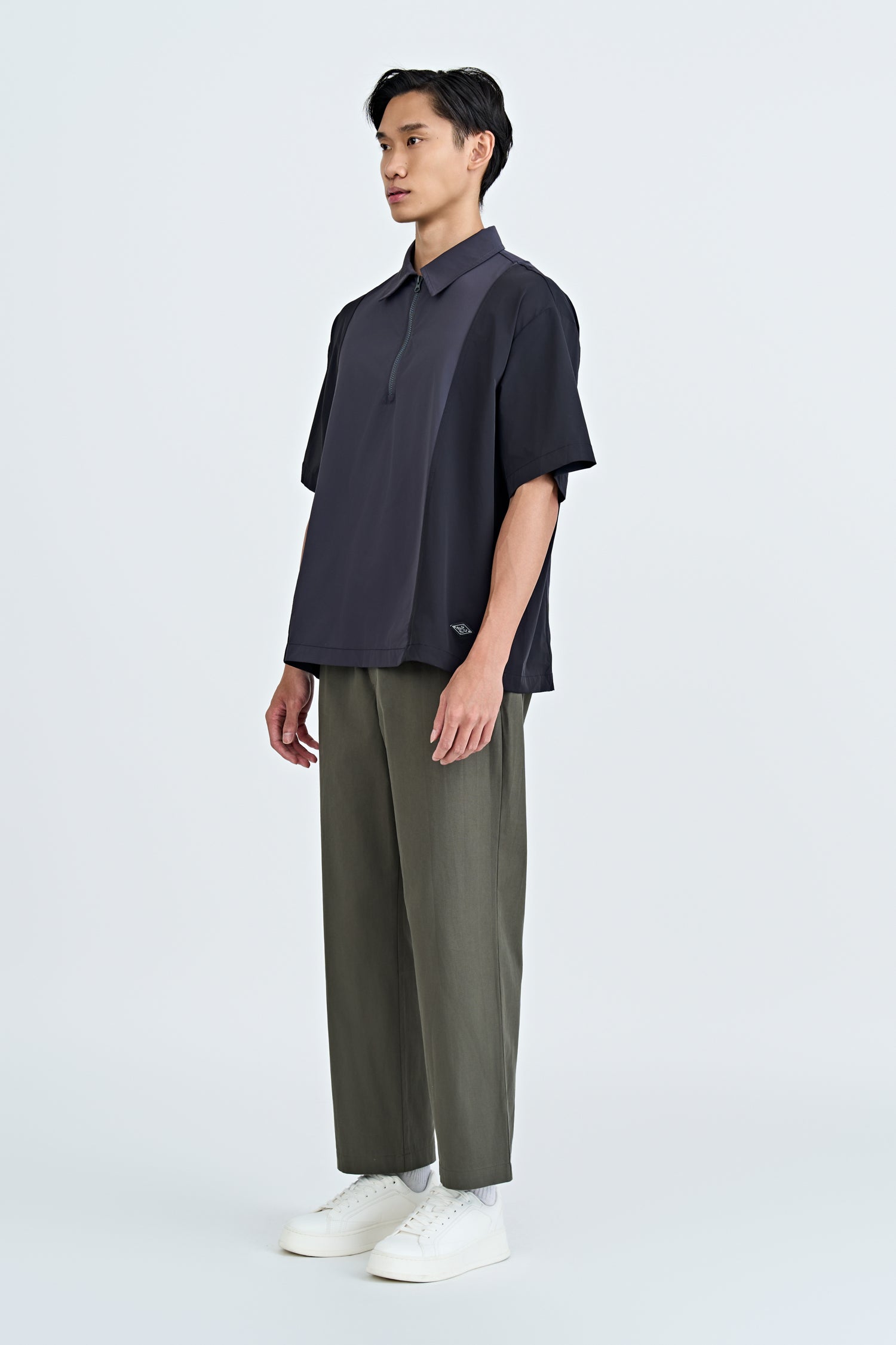 Relaxed Fit Drawstring Trousers - Dark Grey