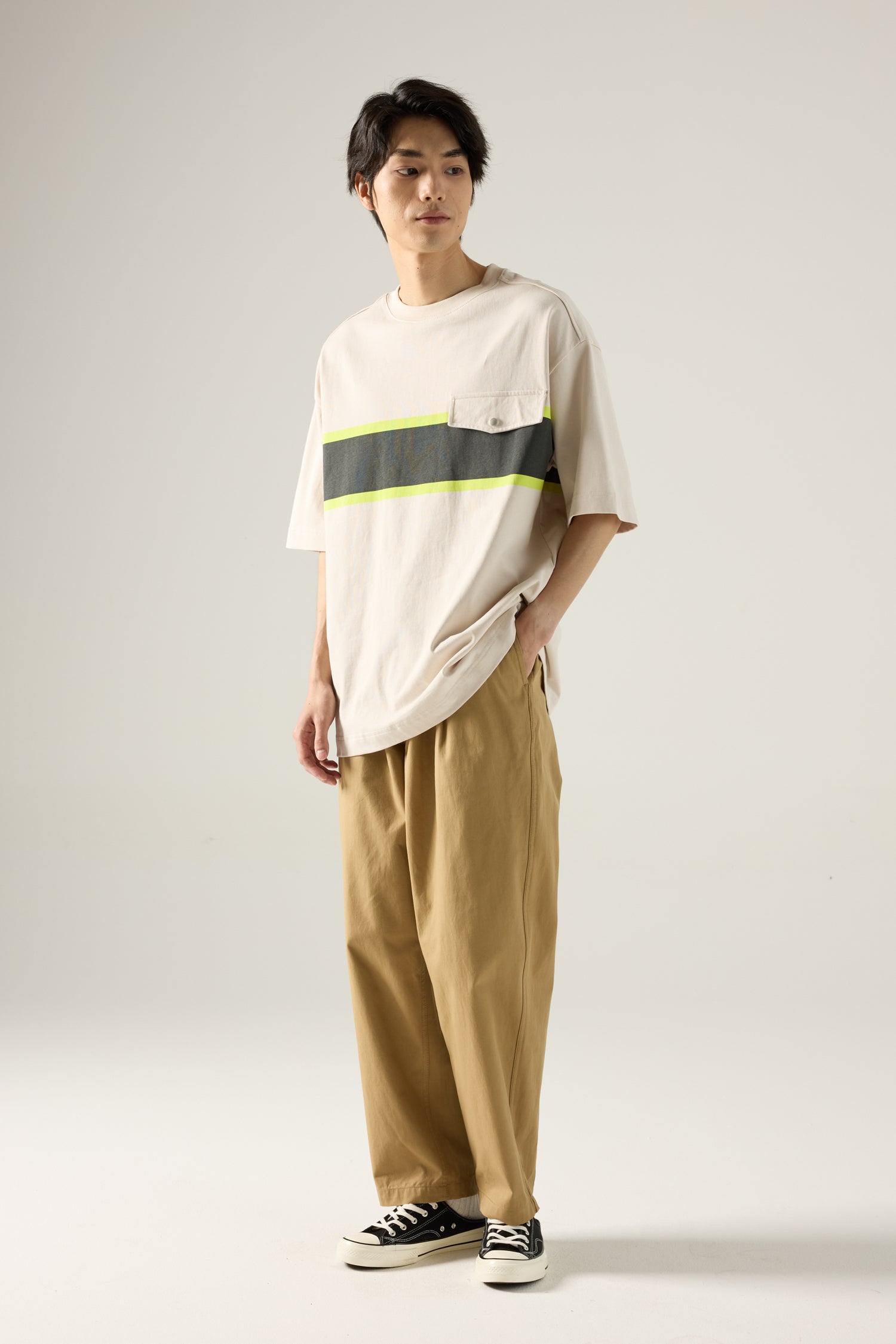Relaxed Fit Elasticated Pleat Trousers - Khaki