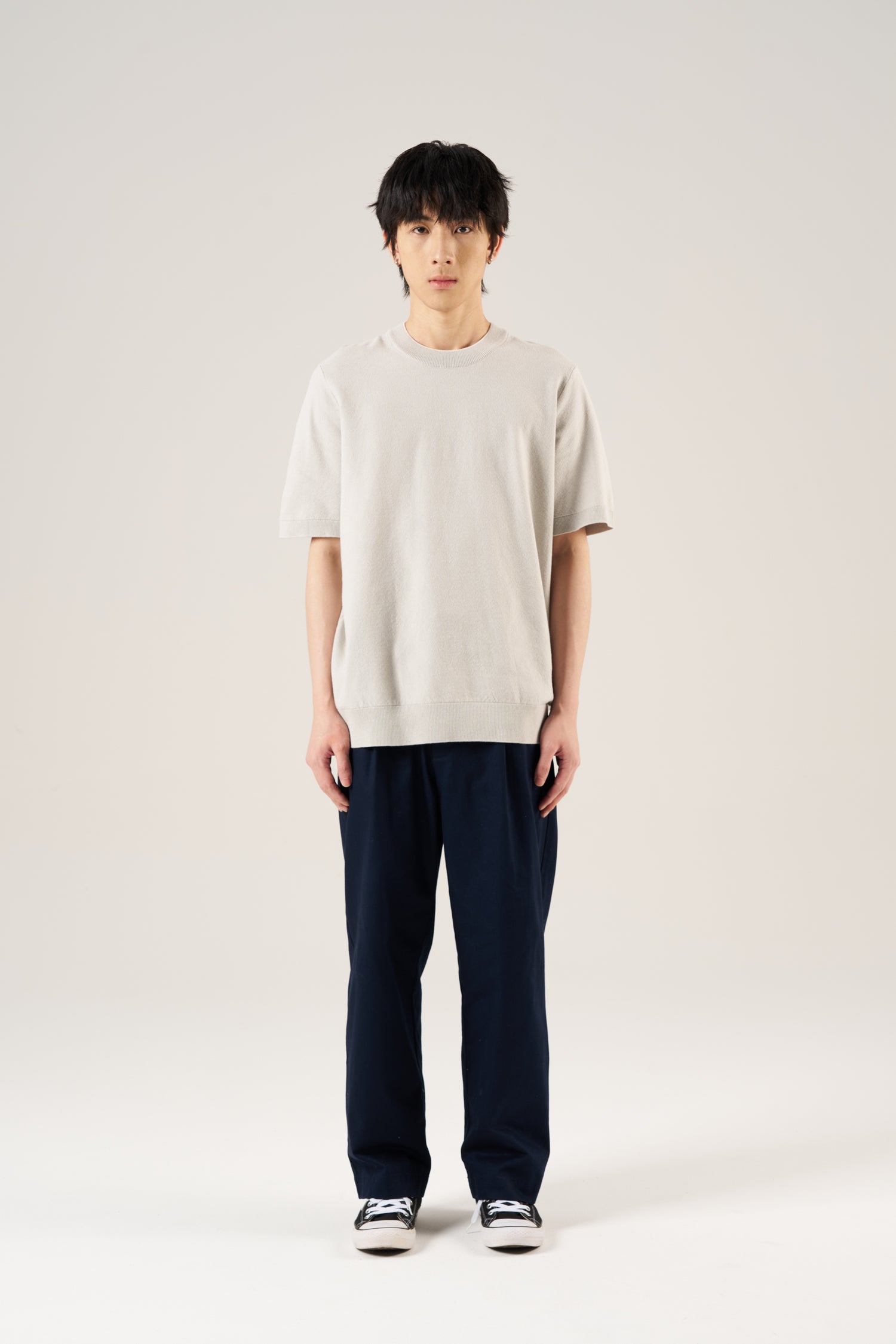 Relaxed Pleated Trousers - Navy