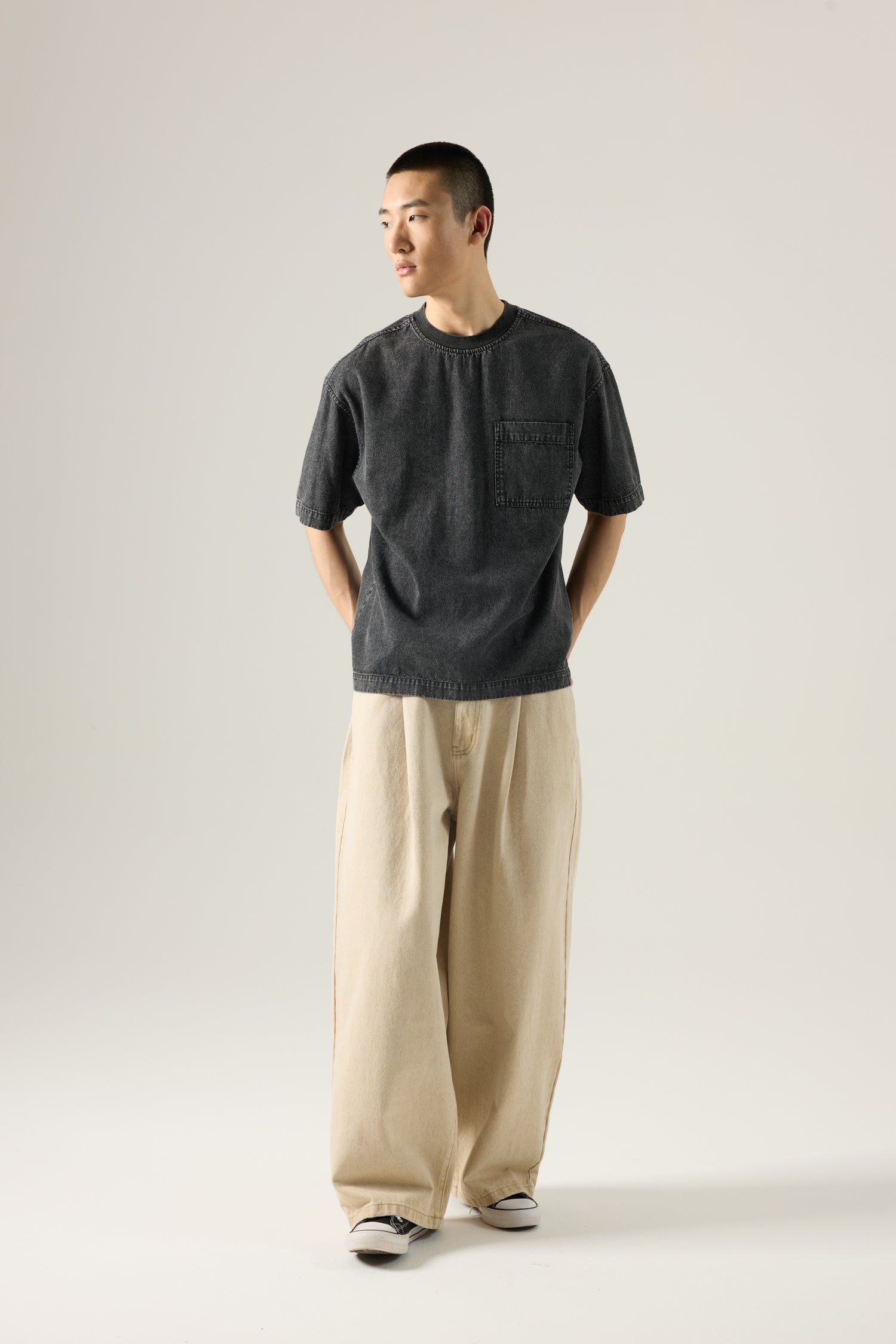 Barrel Twill Denim Trousers - Sand